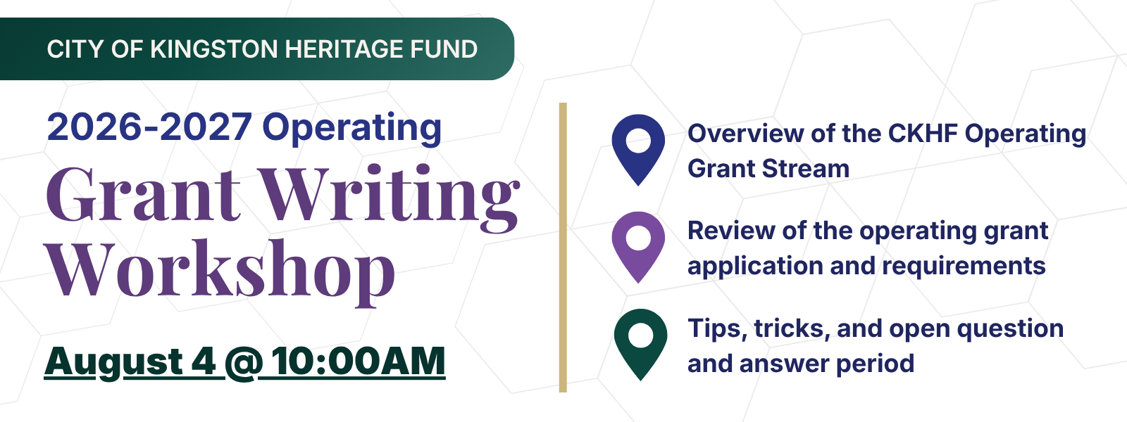 City of Kingston Heritage Fund Operating Grant Writing Workshop