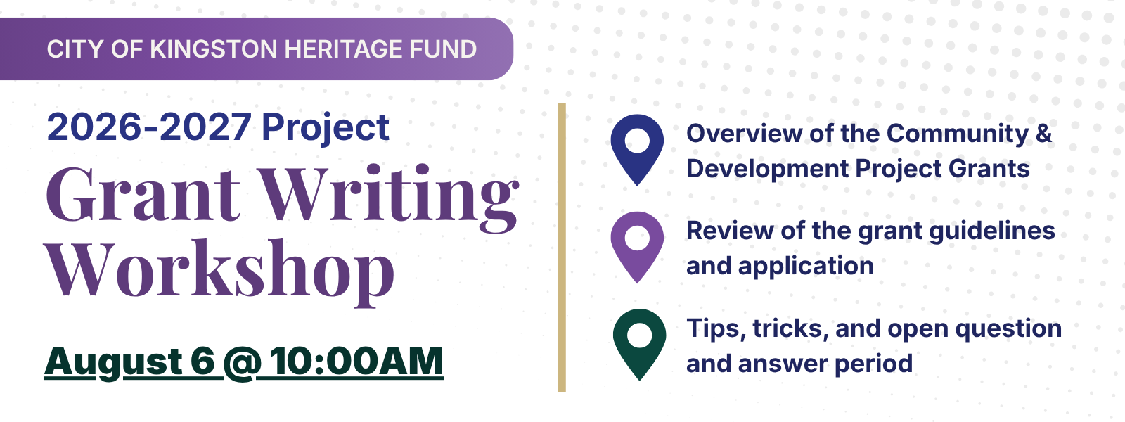 City of Kingston Heritage Fund Project Grant Writing Workshop