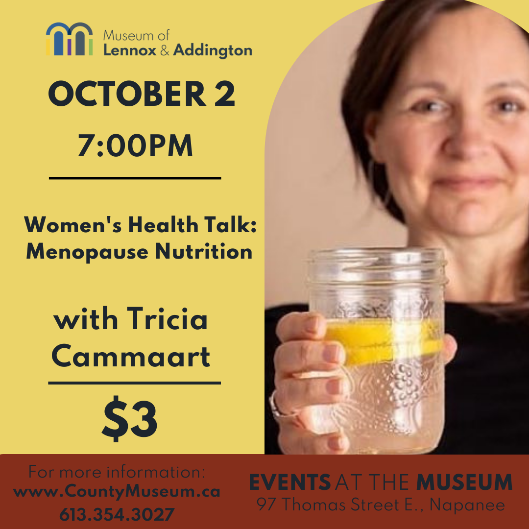 Image advertising the event and featuring presenter, Tricia Cammaart, Registered Holistic Nutrition Practitioner