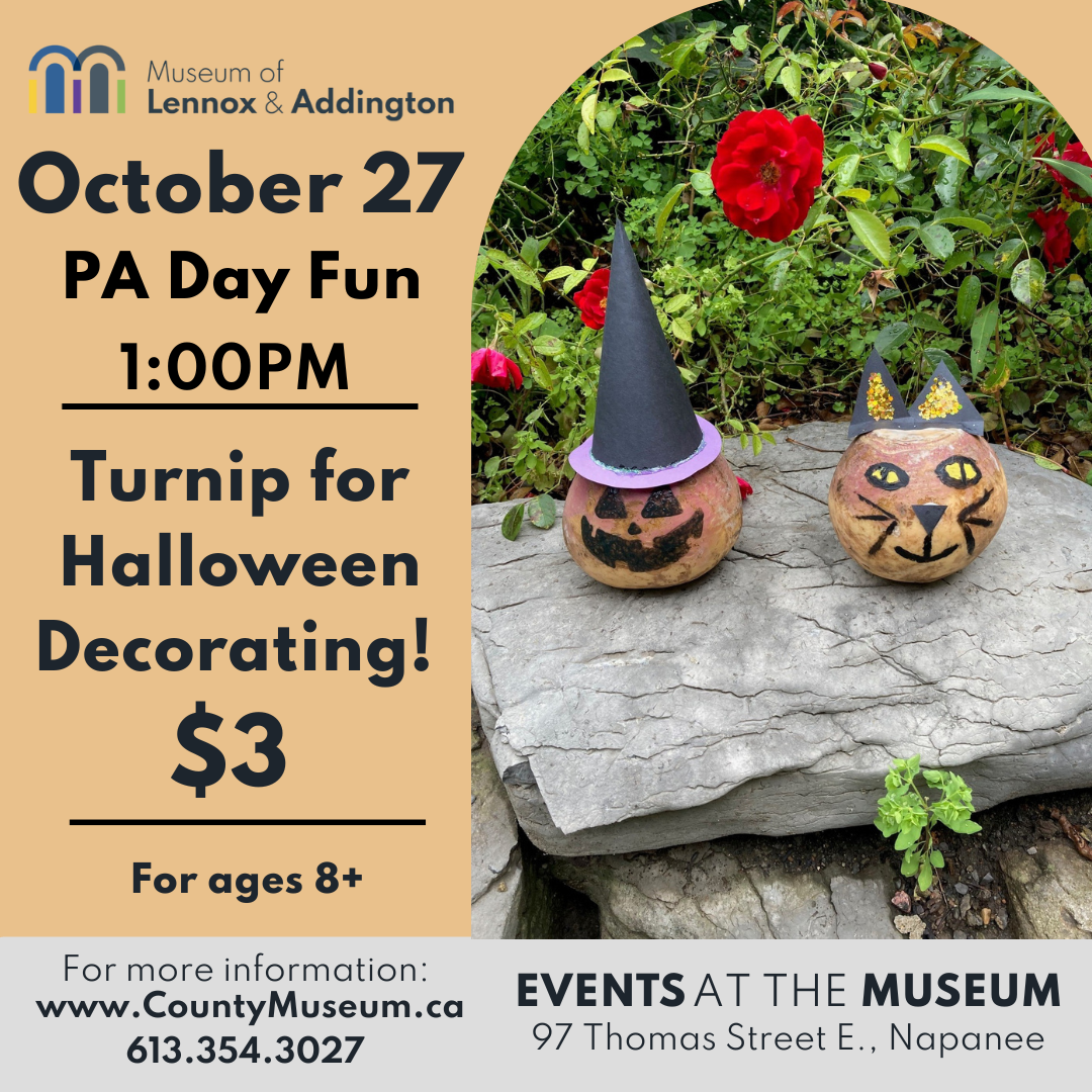 Image advertising the event and featuring an image of two decorated turnips - a witch and cat.