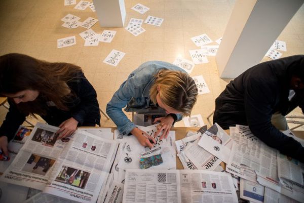 Quentin VerCetty’s Future Memories workshop in the André Biéler Studio, part of a conversation around The Arts Against PostRacialism. Photo: Garrett Elliott