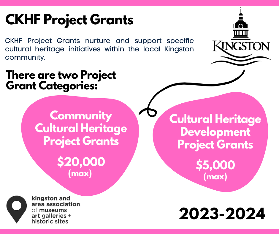 CKHF 2023-2024 Project Grants.  There are two categories: Community Cultural Heritage Project Grants for $20,000 max and Cultural Heritage Development Project Grants for $5,000 max.