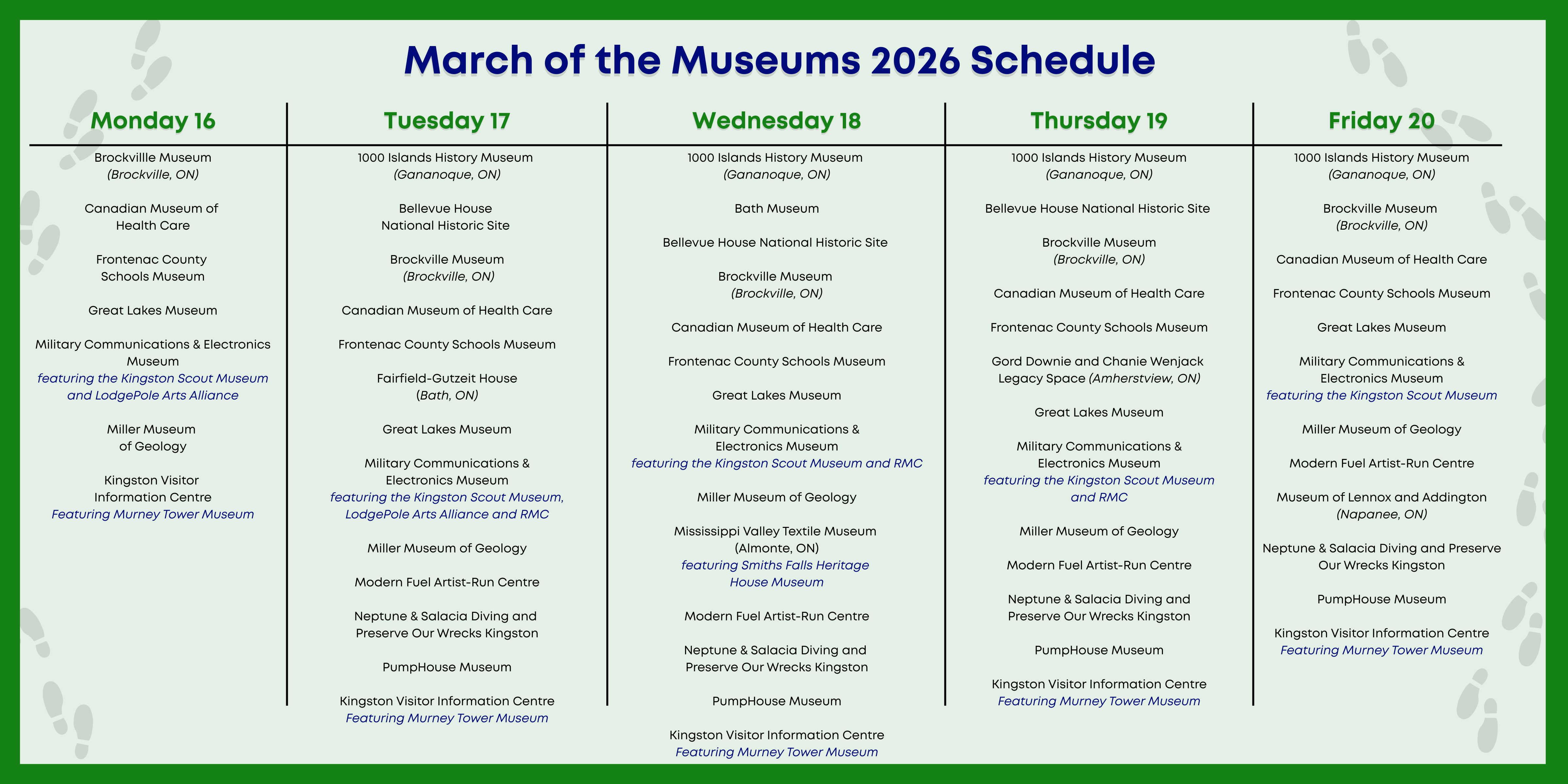 March of the Museum 2026 Schedule- English