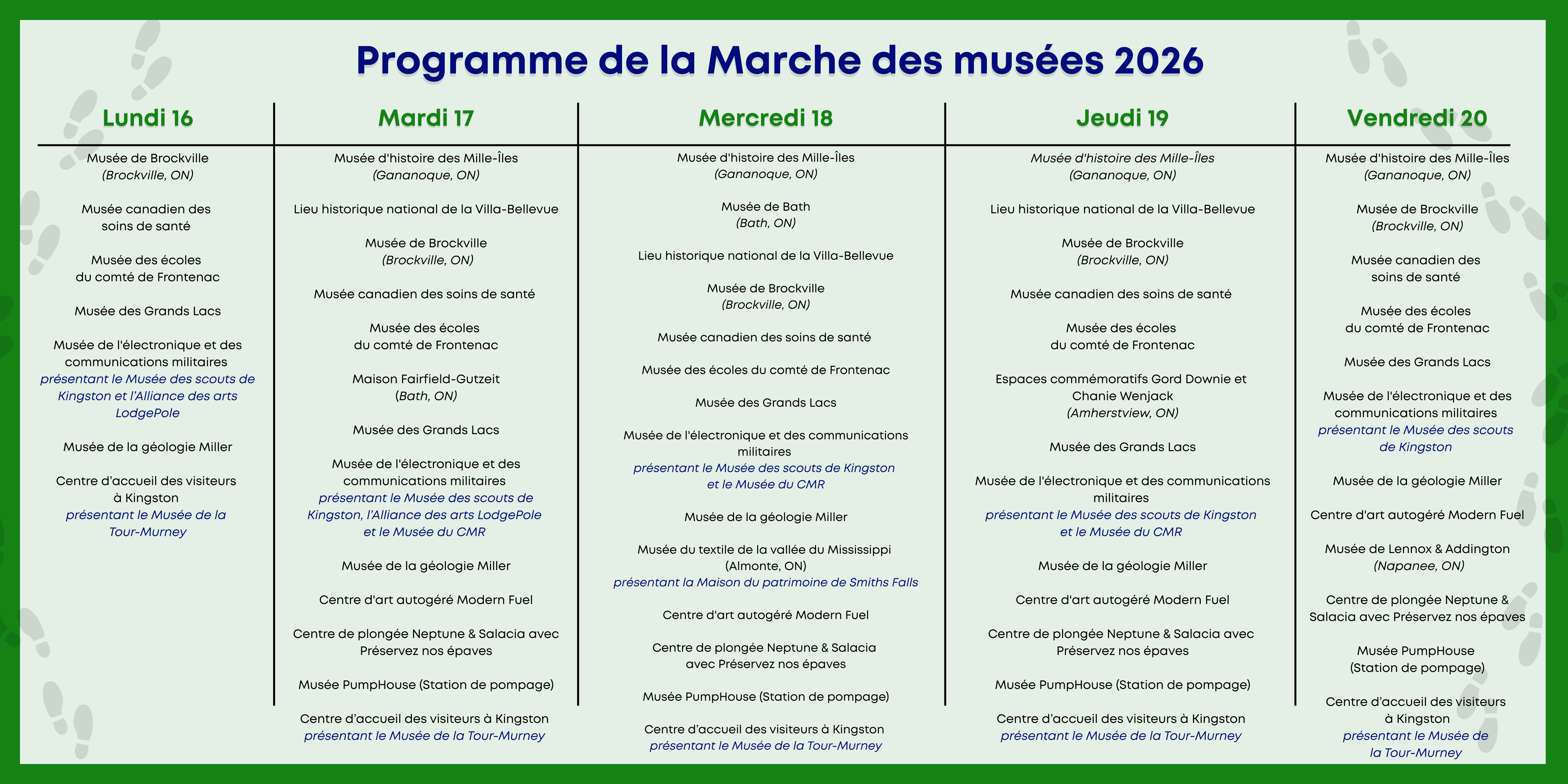 Programme de la Marche des musées 2026 - Français