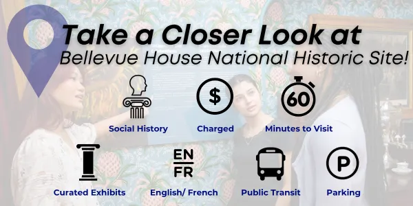 Social History, Charged, Curated Exhibits, English/French, 60 min to visit, Public Transit, Parking