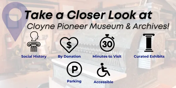 social history, by donation, curated exhibits, 30 minutes to visit, parking