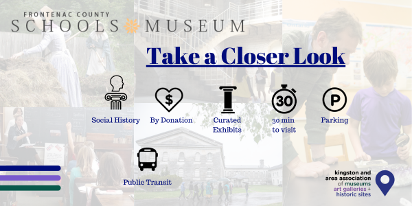 social history, by donation, curated exhibits, 30 min visit, parking, public transit
