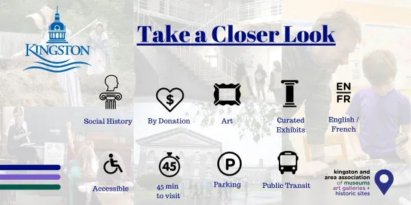 social history, by donation, art, curated exhibits, English/French, accessible, 45 min visit, parking, public transit