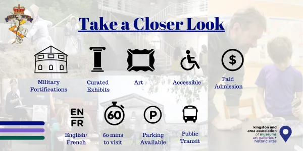military fortifications; curated exhibits; art; accessible; paid admission; English/French; 60 min to visit; parking; public transit